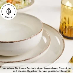 Karaca Tafelservice Für 6 Personen-Hekka 6 Personen Geschirrset, 18 Teilig Beıge01