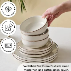 Karaca Tafelservice Für 6 Personen-Hekka 6 Personen Geschirrset, 18 Teilig Beıge01