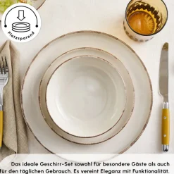 Karaca Tafelservice Für 6 Personen-Hekka 6 Personen Geschirrset, 18 Teilig Beıge01
