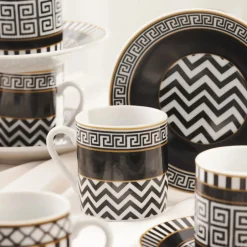Karaca Mokka & Espressotassen Set-Helenistik für 6 Personen Kaffeetasse, 80 ml Schwarz01