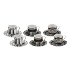 Karaca Mokka & Espressotassen Set-Helenistik für 6 Personen Kaffeetasse, 80 ml Schwarz01