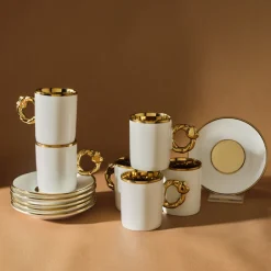 Karaca Mokka & Espressotassen Set-Herzförmiges Kaffeetassen-Set für 6 Personen – 80 ml Weıß01
