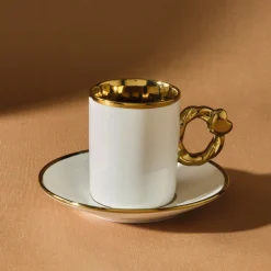 Karaca Mokka & Espressotassen Set-Herzförmiges Kaffeetassen-Set für 6 Personen – 80 ml Weıß01
