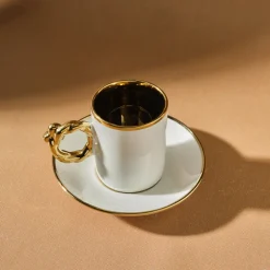 Karaca Mokka & Espressotassen Set-Herzförmiges Kaffeetassen-Set für 6 Personen – 80 ml Weıß01