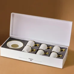 Karaca Mokka & Espressotassen Set-Herzförmiges Kaffeetassen-Set für 6 Personen – 80 ml Weıß01