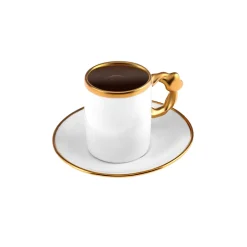 Karaca Mokka & Espressotassen Set-Herzförmiges Kaffeetassen-Set für 6 Personen – 80 ml Weıß01