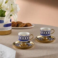 Karaca Mokka & Espressotassen Set-Hilal 4-teiliges Porzellan Türkisch-Kaffeetassen-Set, 85 ml, Mehrfarbig Multıcolor