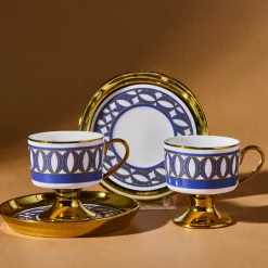 Karaca Mokka & Espressotassen Set-Hilal 4-teiliges Porzellan Türkisch-Kaffeetassen-Set, 85 ml, Mehrfarbig Multıcolor