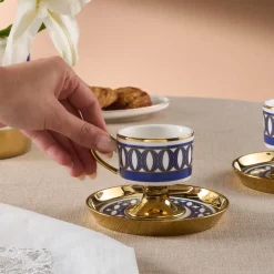 Karaca Mokka & Espressotassen Set-Hilal 4-teiliges Porzellan Türkisch-Kaffeetassen-Set, 85 ml, Mehrfarbig Multıcolor