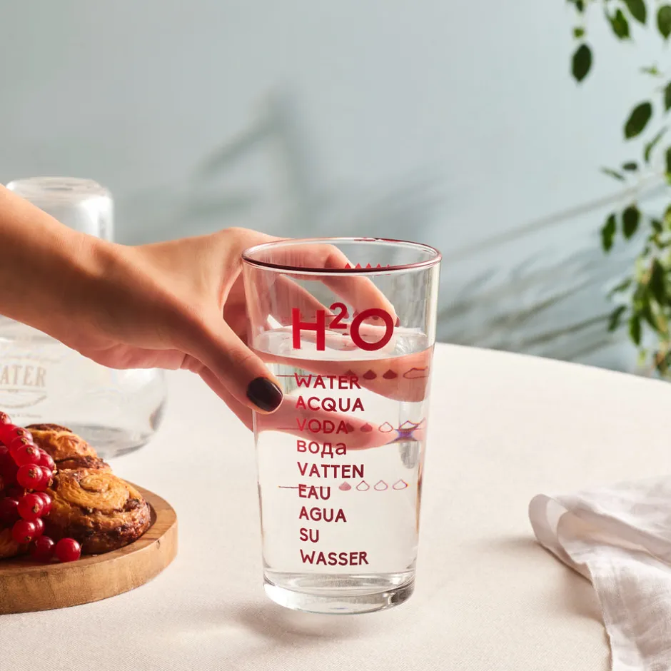 Karaca Wasserglas-H2O Rotes Erfrischungsgetränkglas, 570 Ml