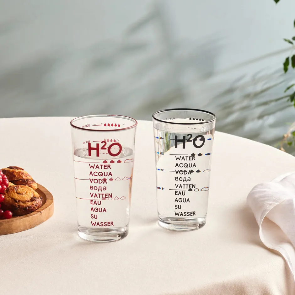 Karaca Wasserglas-H2O Rotes Erfrischungsgetränkglas, 570 Ml