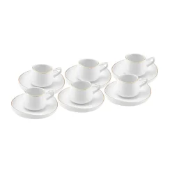 Karaca Mokka & Espressotassen Set-Hole Porzellan Kaffeetasse Set für 6 Personen 90ml Weıß01