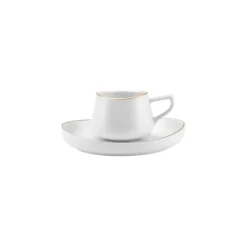 Karaca Mokka & Espressotassen Set-Hole Porzellan Kaffeetasse Set für 6 Personen 90ml Weıß01