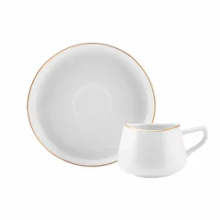 Karaca Mokka & Espressotassen Set-Hole Porzellan Kaffeetasse Set für 6 Personen 90ml Weıß01