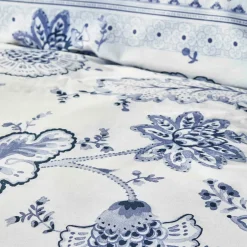 Karaca Bettwäsche-Home Amar Blau 100% Baumwolle Doppeltes Bettbezugs-Set Blau01