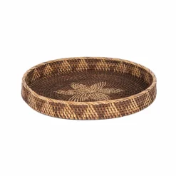 Karaca Dekoratives Tablett-Home Antikes Rattan-Tablett 40 cmm Braun01