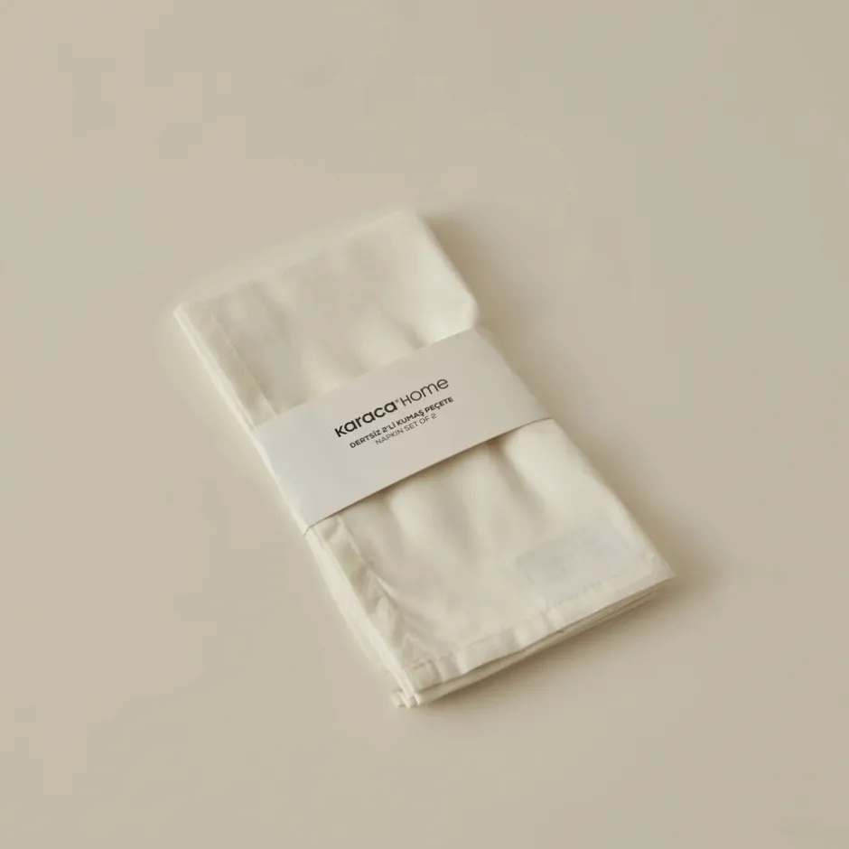 Karaca Serviette & Serviettenhalter-Home Belle Saum 2-teiliges Stoffserviette Ecru Ekru