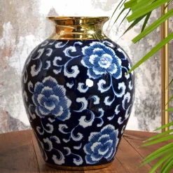Karaca Vasen-Home Blau Weiß Neva Vase 23 cm
