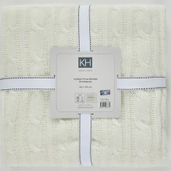 Karaca Decken-Home Bone Farbe Cable Knit Throw Öko-Tex Zertifiziert Knochen