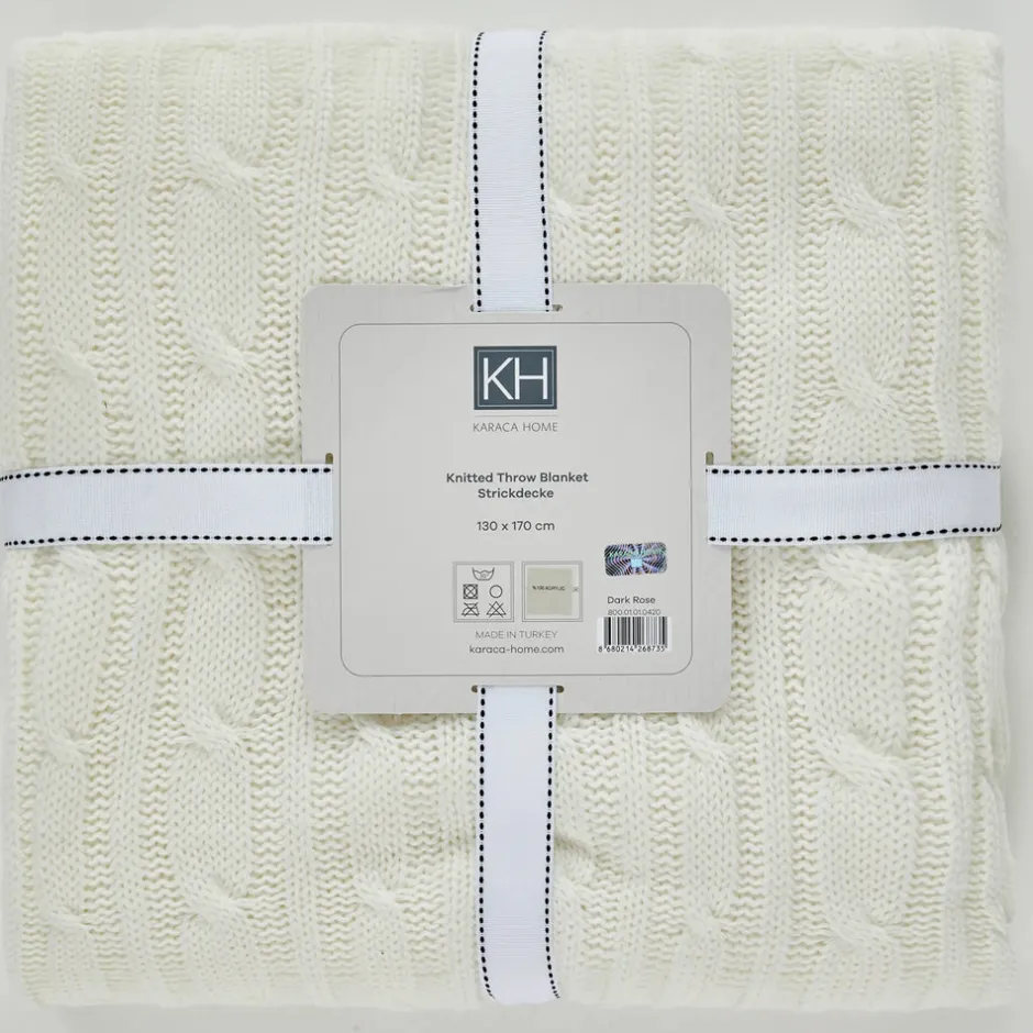 Karaca Decken-Home Bone Farbe Cable Knit Throw Öko-Tex Zertifiziert Knochen
