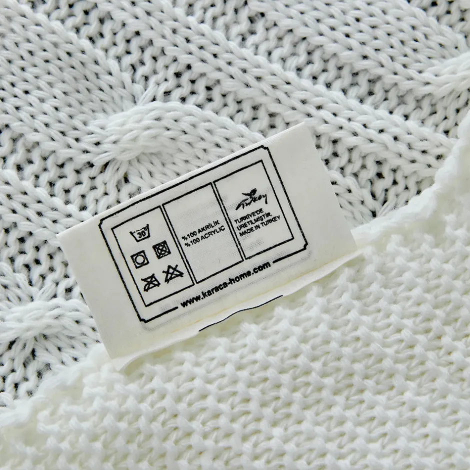 Karaca Decken-Home Bone Farbe Cable Knit Throw Öko-Tex Zertifiziert Knochen