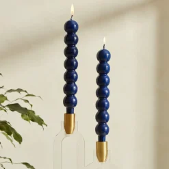 Karaca Kerzen-Home Buble Kerzenleuchter Kerze 2 Teile, Marineblau Marıne02