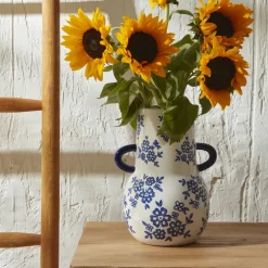Karaca Vasen-Home Cannes Vase Blau Weiß 20,8 x 17,4 x 26,8 cm