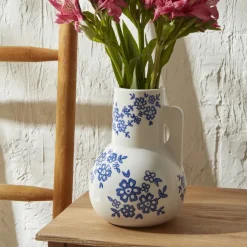 Karaca Vasen-Home Cannes Vase Weiß Blau 16,7 x 16,7 x 22,9 cm