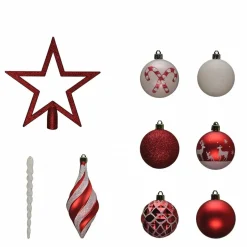 Karaca Deko-Objekte-Home Christmas Spaß Rot Stern Kopf Baumschmuck Set, 19 Teilig Rot02