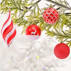 Karaca Deko-Objekte-Home Christmas Spaß Rot Stern Kopf Baumschmuck Set, 19 Teilig Rot02