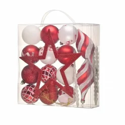 Karaca Deko-Objekte-Home Christmas Spaß Rot Stern Kopf Baumschmuck Set, 19 Teilig Rot02