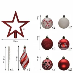 Karaca Deko-Objekte-Home Christmas Spaß Rot Stern Kopf Baumschmuck Set, 19 Teilig Rot02