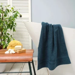 Karaca Handtücher-Home Daily Soft Dunkelöl 100% Baumwolle Handtuch 50x90 cm Benzın Blau