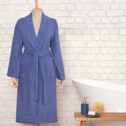 Karaca Bademantel-Home Daily Soft Frau Bademantel, 100% Baumwolle, Indigo, S/M Indıgo