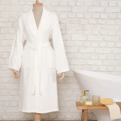 Karaca Bademantel-Home Daily Soft Offwhite 100% Baumwolle Herren Bademantel L/XL Cremeweıß