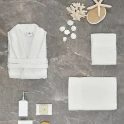 Karaca Bademantel-Home Daily Soft Offwhite 100% Baumwolle Herren Bademantel L/XL Cremeweıß