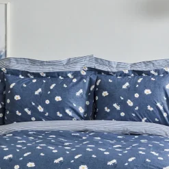 Karaca Bettwäsche-Home Daisy 100% Baumwolle Einzel Bettbezug Set Indigo Indıgo
