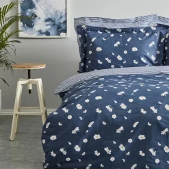 Karaca Bettwäsche-Home Daisy 100% Baumwolle Einzel Bettbezug Set Indigo Indıgo