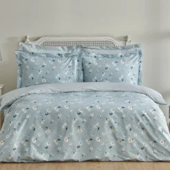 Karaca Bettwäsche-Home Daisy 100% Baumwolle Doppel Bettbezug Set, Mint Mınze
