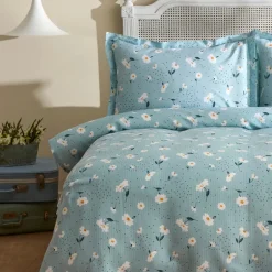 Karaca Tagesdecke Set-Home Daisy 100% Baumwolle Doppelbett Tagesdecke Set Mint Mınze