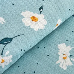 Karaca Tagesdecke Set-Home Daisy 100% Baumwolle Doppelbett Tagesdecke Set Mint Mınze