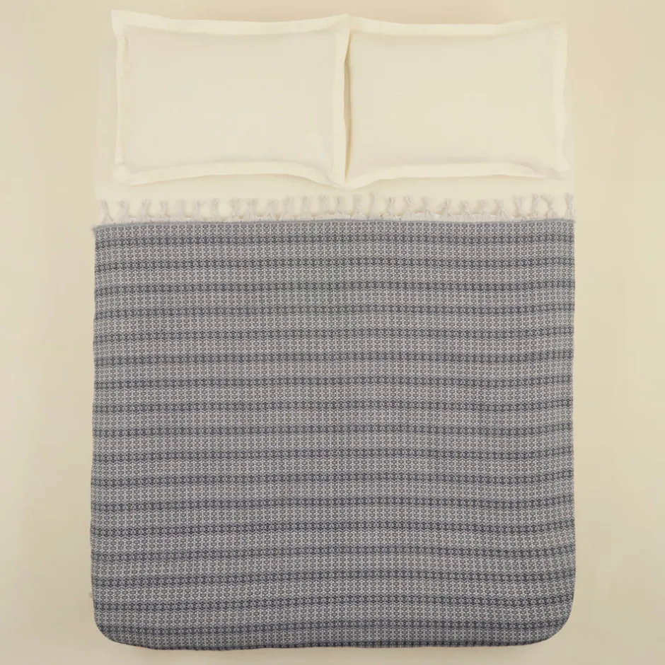 Karaca Tagesdecke Set|Bettüberwürfe Set-Home Destina Marineblau Bettdecke für zwei Personen Grau02