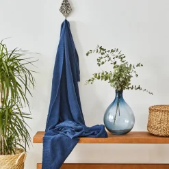 Karaca Decken-Home Dunkelblau Strickdecke Öko-Tex Zertifiziert Blau01