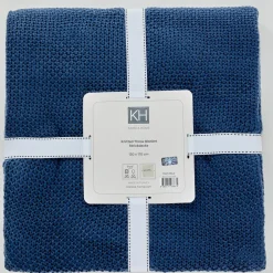 Karaca Decken-Home Dunkelblau Strickdecke Öko-Tex Zertifiziert Blau01