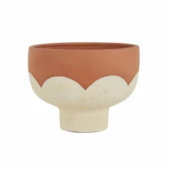 Karaca Vasen-Home Einfacher Dekorativer Blumentopf, 20x15 cm Braun Weıß
