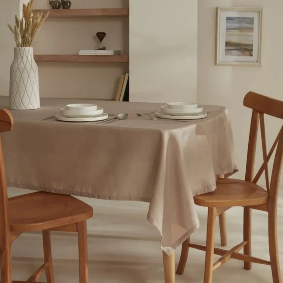 Karaca Tischdecken-Home Elizabeth Tischdecke Beige, 140 x 200 cm Bej