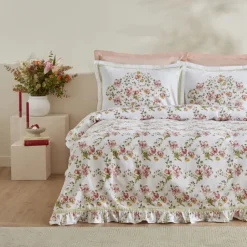Karaca Tagesdecke Set-Home Emilie 100% Baumwolle Doppelbettdecken-Set - Rosa Pembe