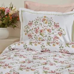 Karaca Tagesdecke Set-Home Emilie 100% Baumwolle Doppelbettdecken-Set - Rosa Pembe