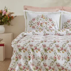 Karaca Tagesdecke Set-Home Emilie 100% Baumwolle Doppelbettdecken-Set - Rosa Pembe