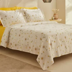 Karaca Bettüberwürfe Set-Home Emma 100% Baumwolle Doppelbett-Pike-Set Gelb
